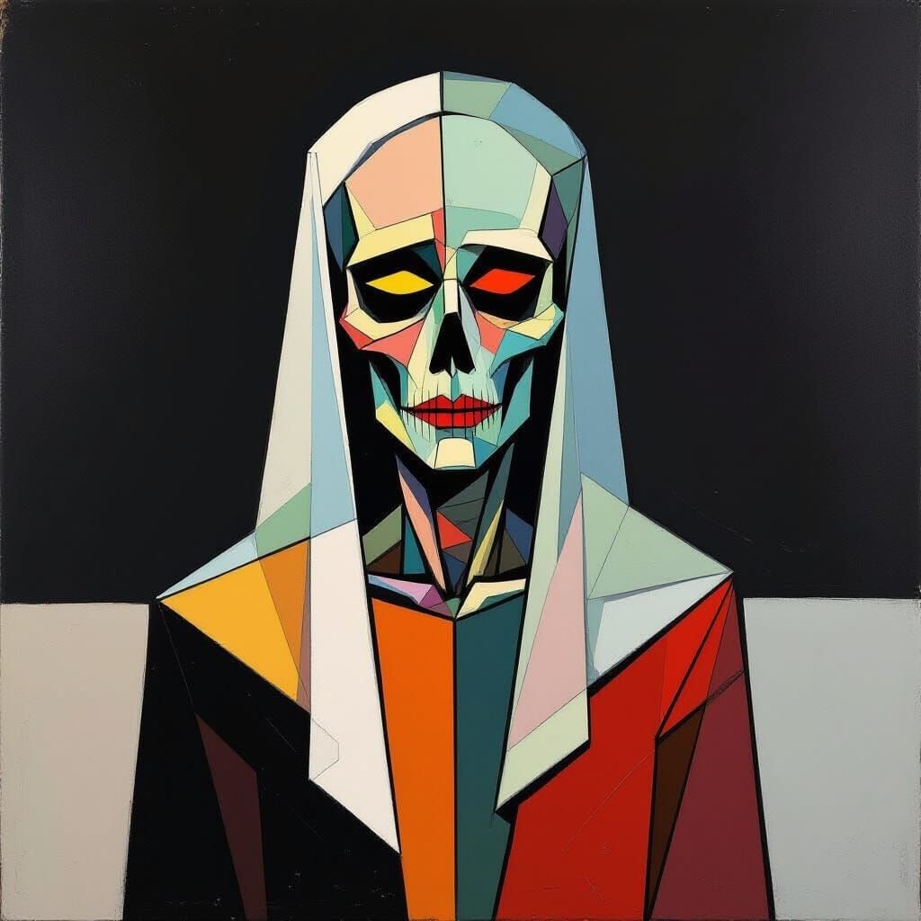 Expressionist Ghost Painting with Geometric Forms