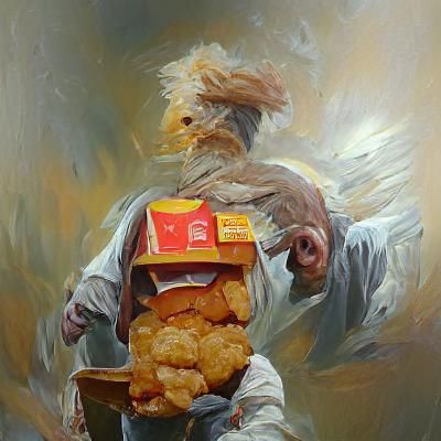 Chicken Nugget Man in Oil Painting Style