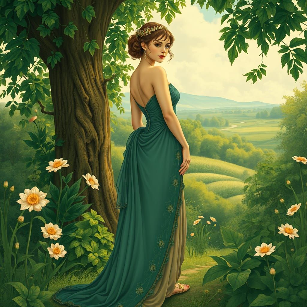 Ethereal Goddess in Whimsical Wonderland