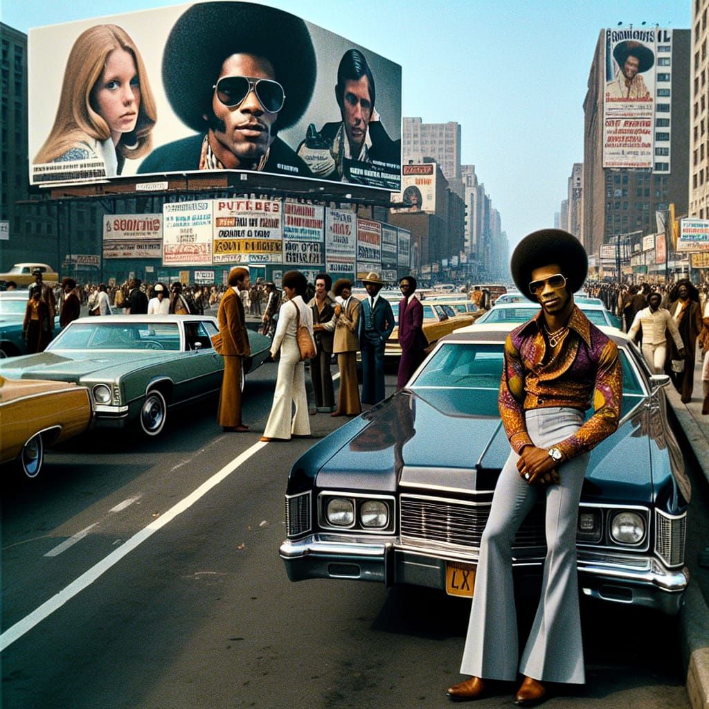 1970s Blaxploitation Era Homage in Urban Scene