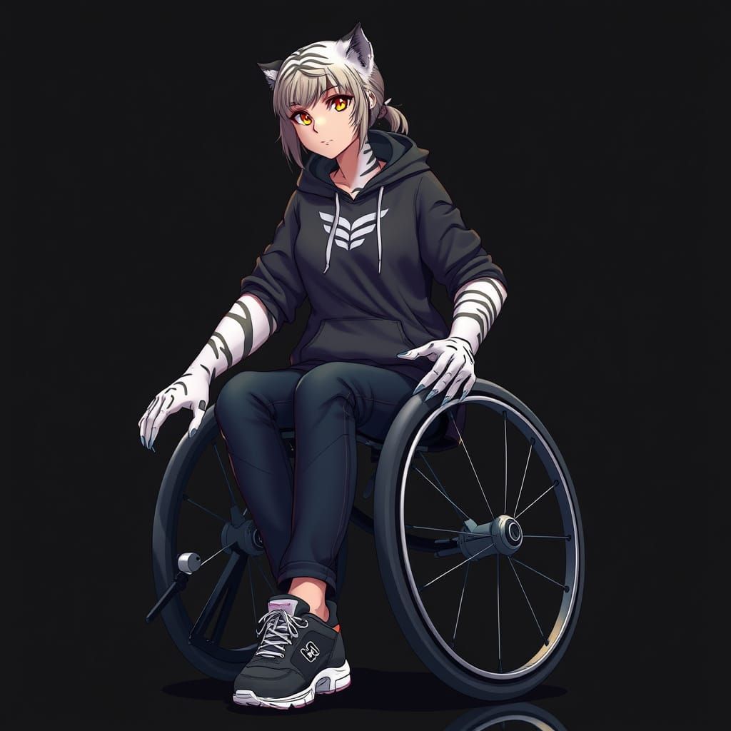 Anime-Style White Tiger Hybrid in Futuristic Attire