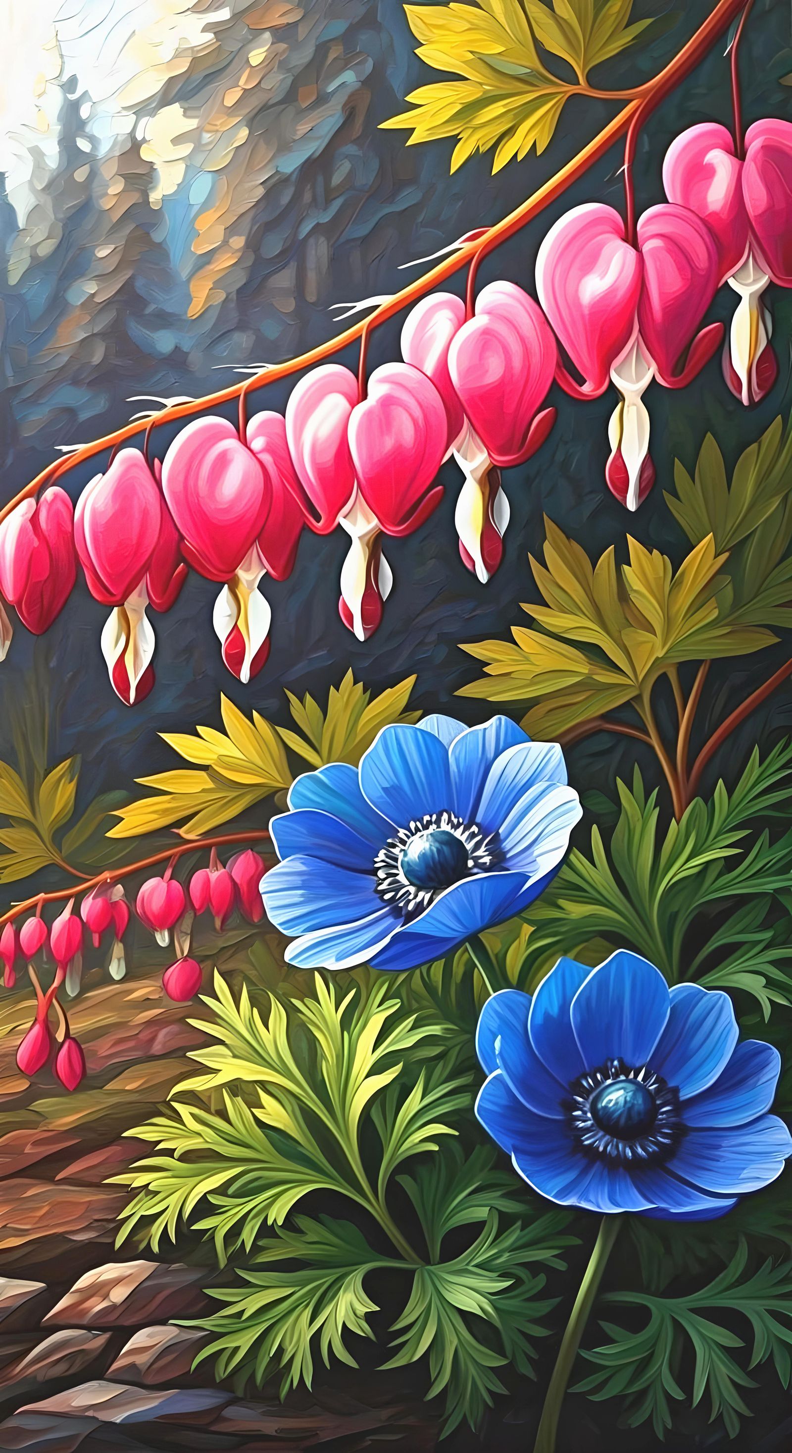 Stained Glass Anemones and Bleeding Hearts in Expressionist ...
