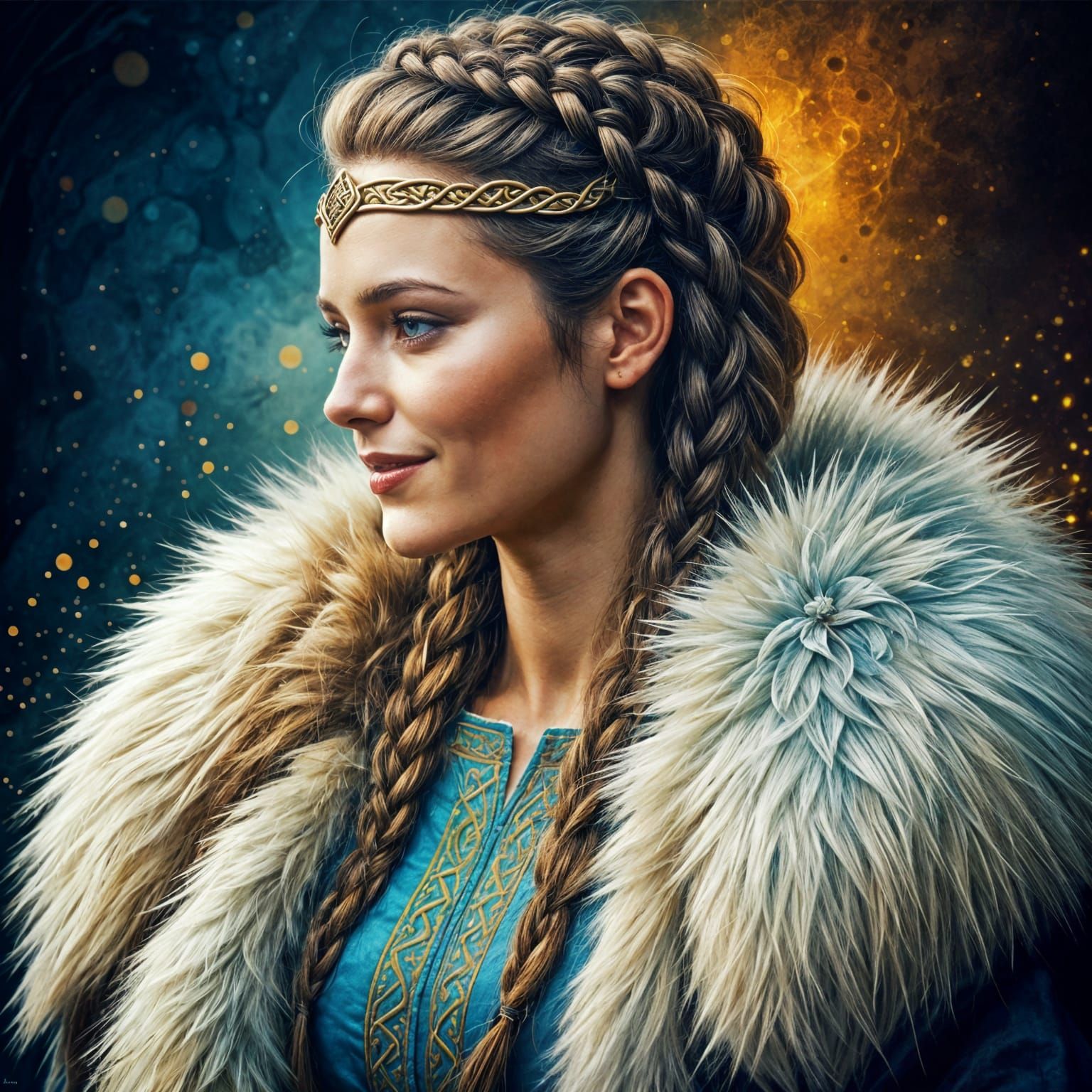 Viking Goddess Nanna in Neo-Impressionist Style