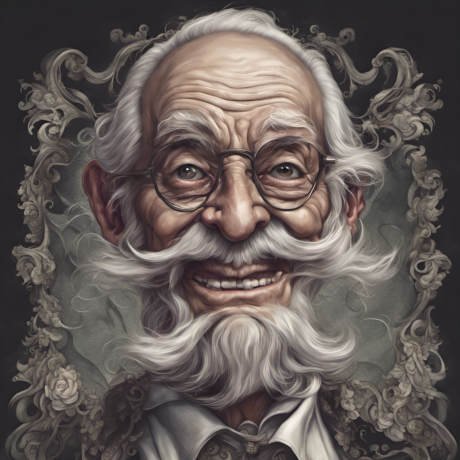 Laughing Grandpa in Baroque Maximalist Style