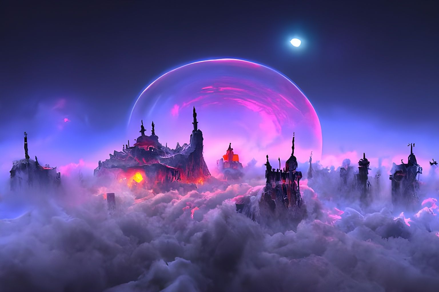 Majestic Castle at Sunset: Digital Art Masterpiece