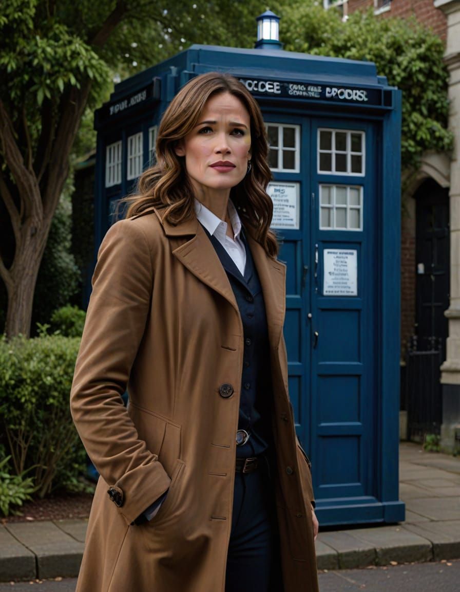 Jennifer Garner as the Timeless Doctor in Cyberpunk Hues