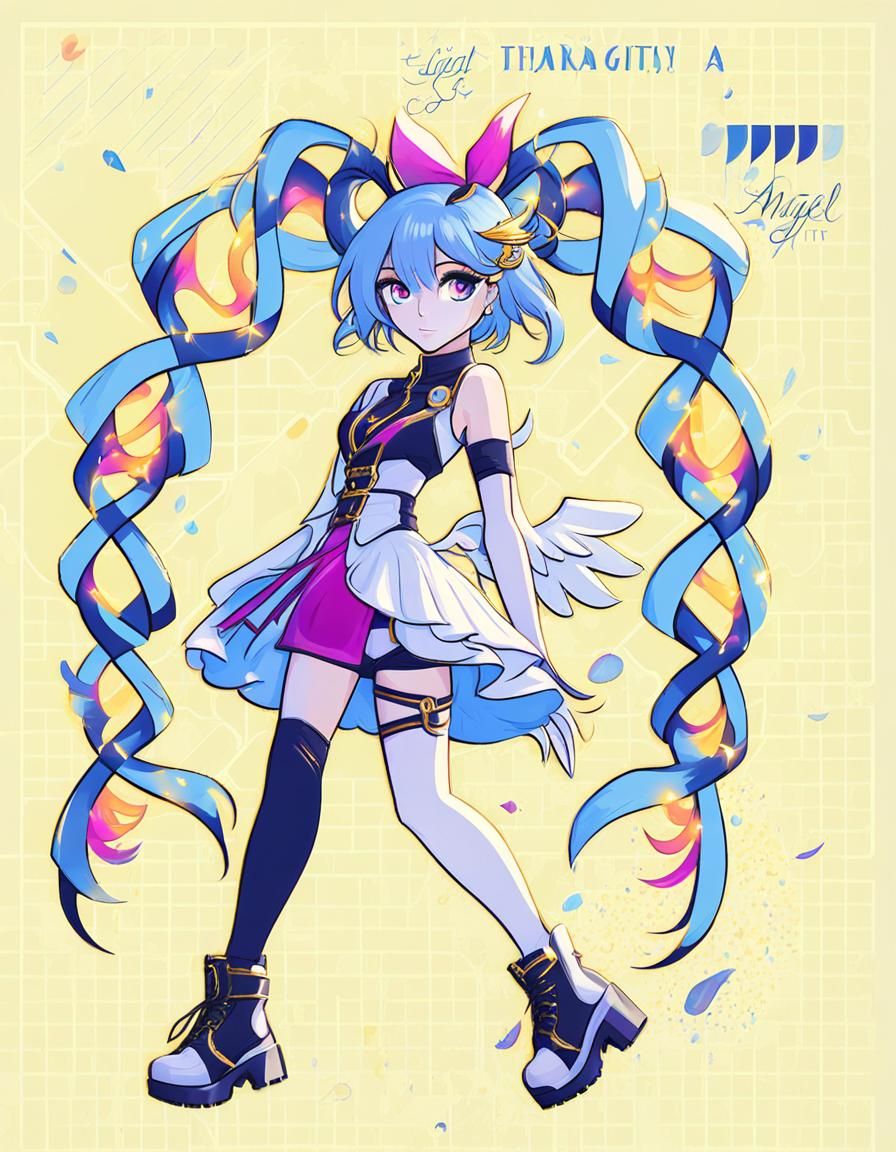 Stylized Angel Character with Wings