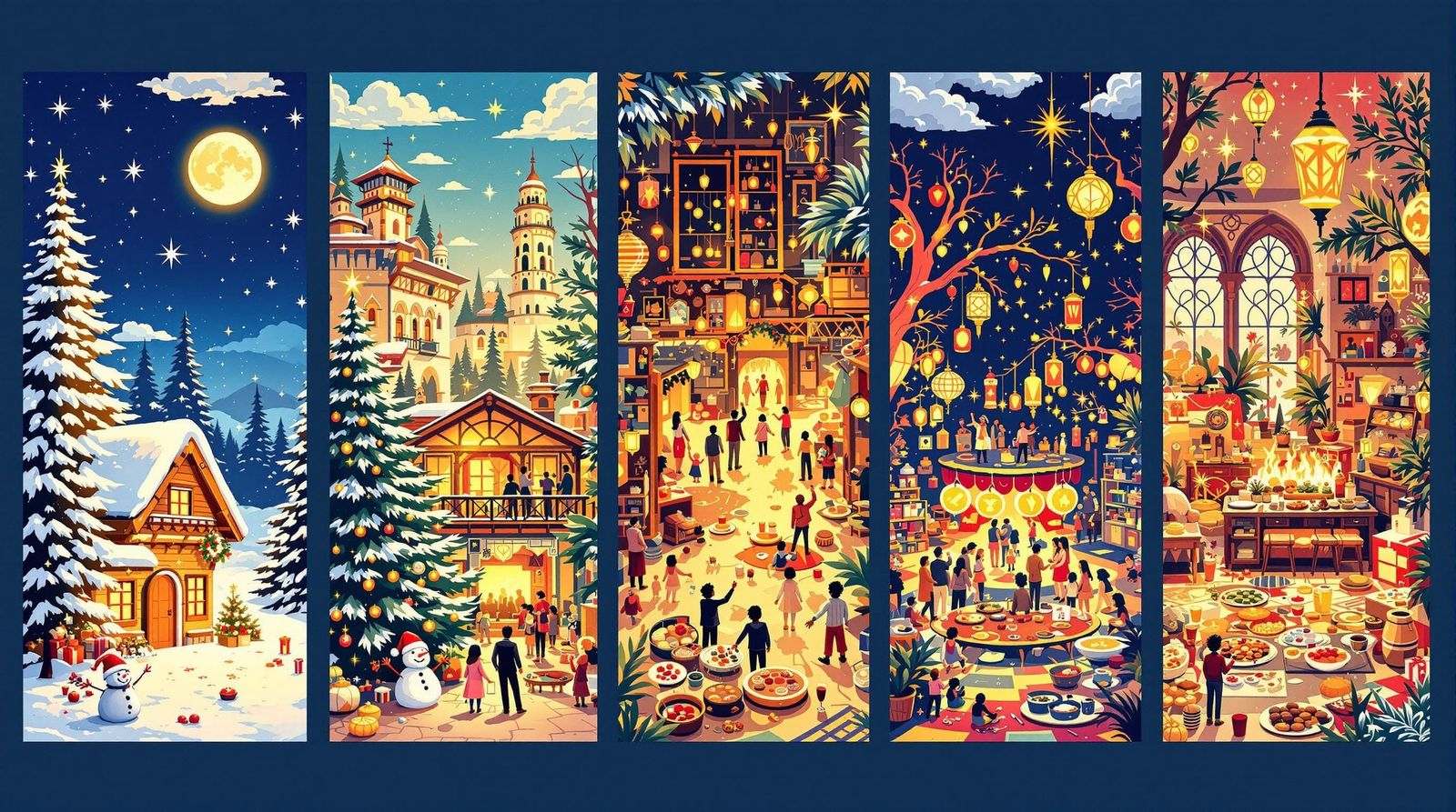 Multicultural Holiday Comic Strip: Vibrant Celebrations in D...