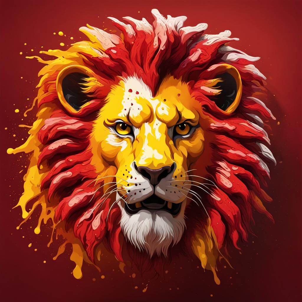 Lion Maskot, for Galatasaray, Red and yellow splash,
