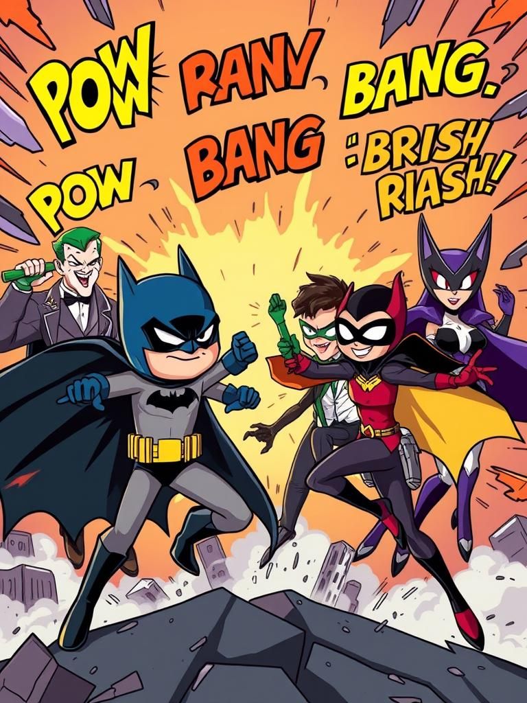 (Cartoon Batman And Robin Fighting Villains The Joker, The P...