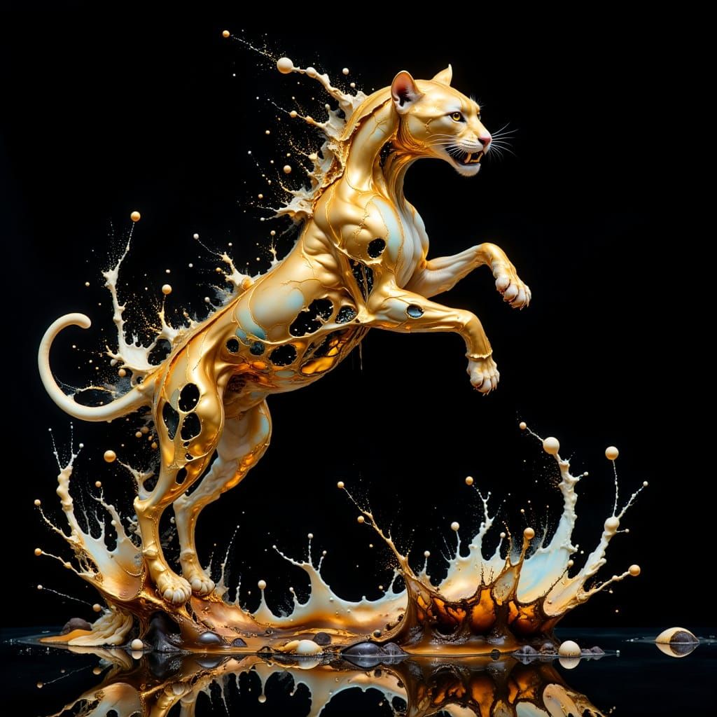 Coffee Splash Panther in Hyperkraximalismus Style