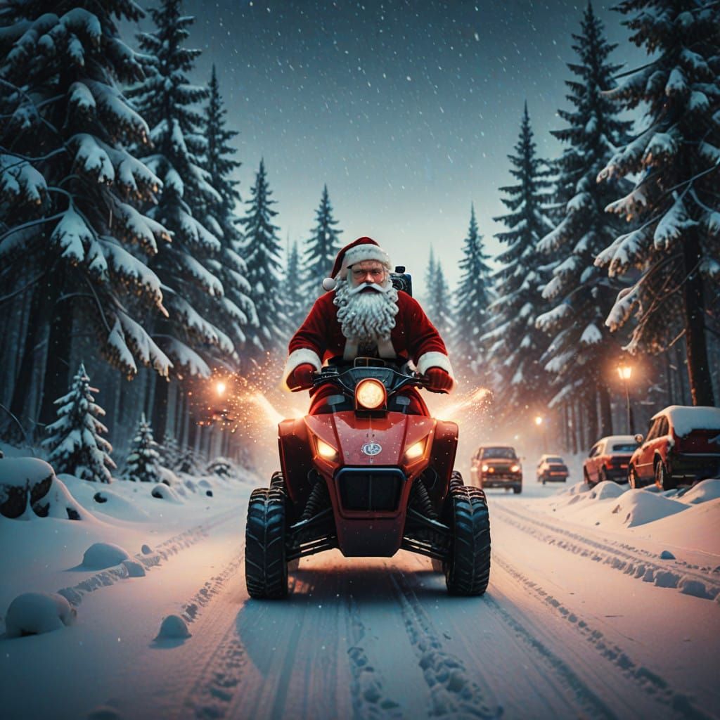 Santa Claus in Hyper-Realistic Winter Wonderland