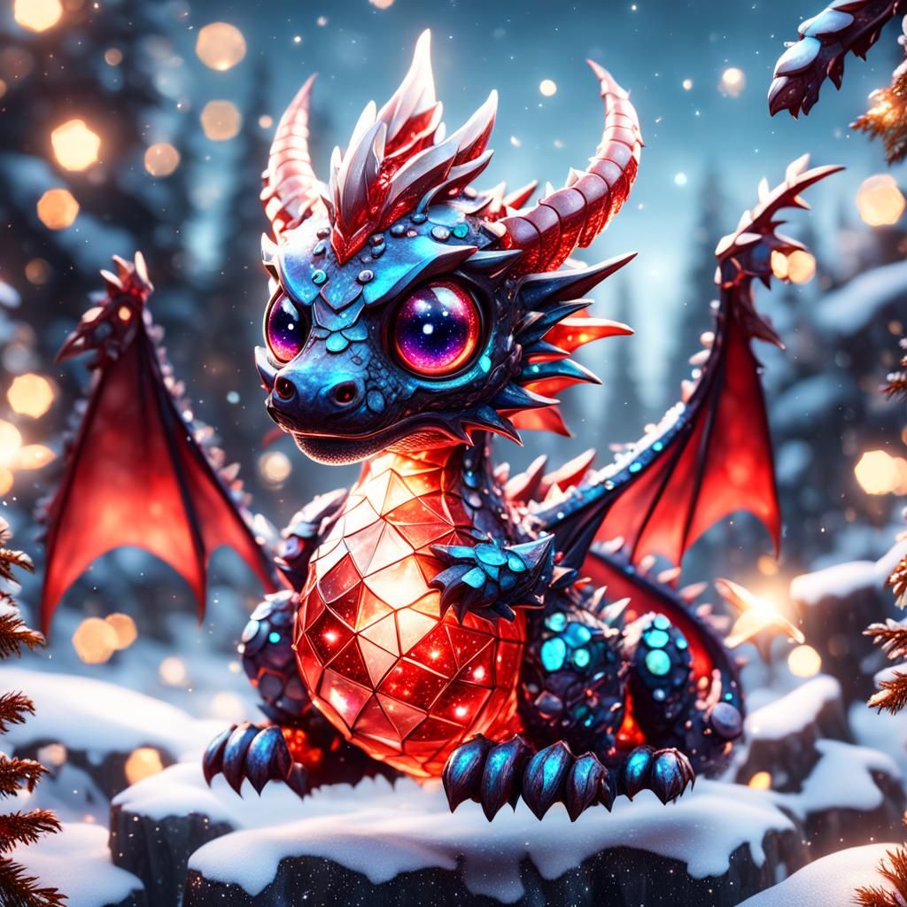 Glassy Galaxy Christmas Dragon in Detailed Matte Painting