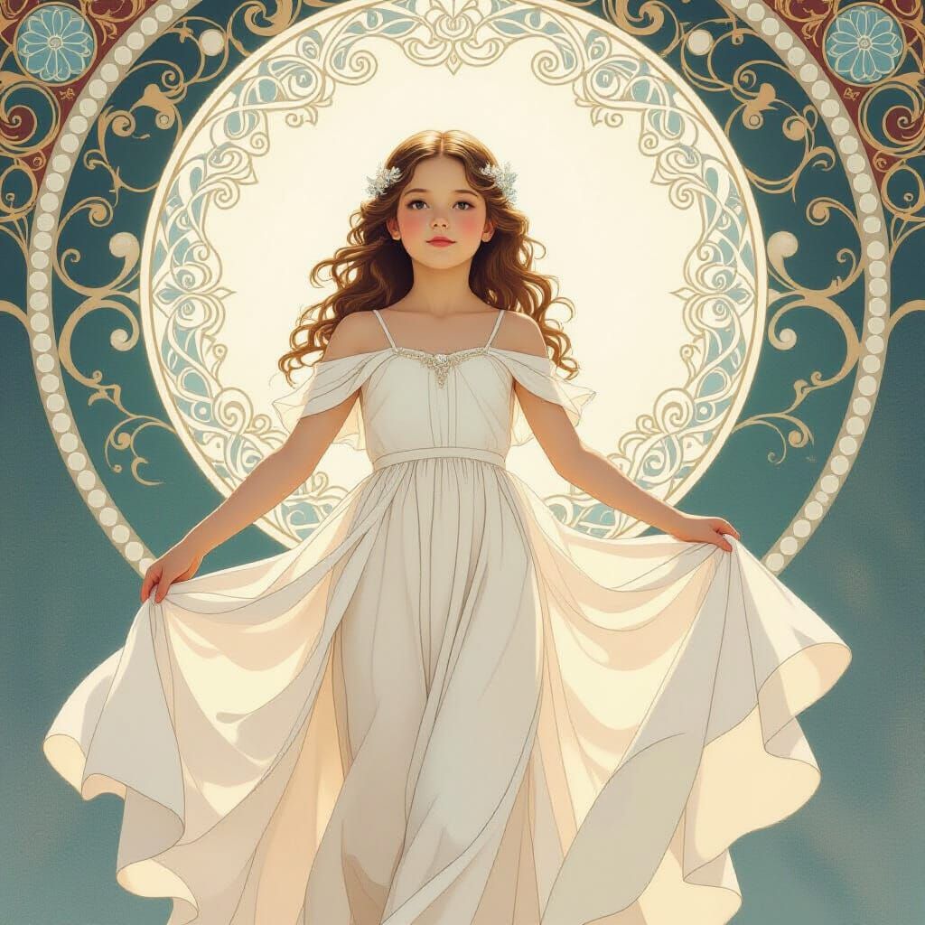 Girl in Pearls: Art Nouveau Dreamscape