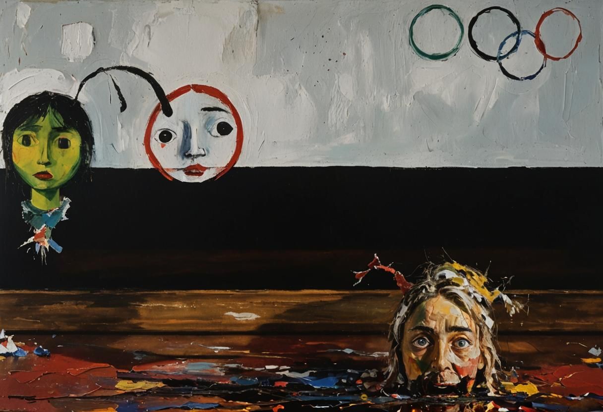 Shocked Face in Surrealist Fauvism Style