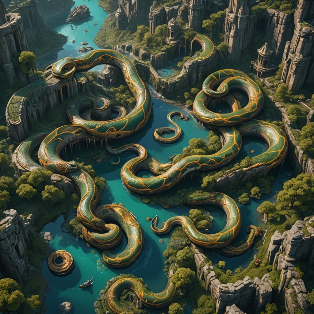 Detailed Anaconda Matte Painting in Deep Color