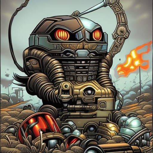 cartoon snail, blended with Transformers robot toys, wearing...