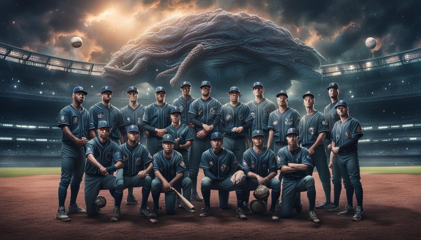 Alien Baseball Team Galaxy Sky Digital Painting