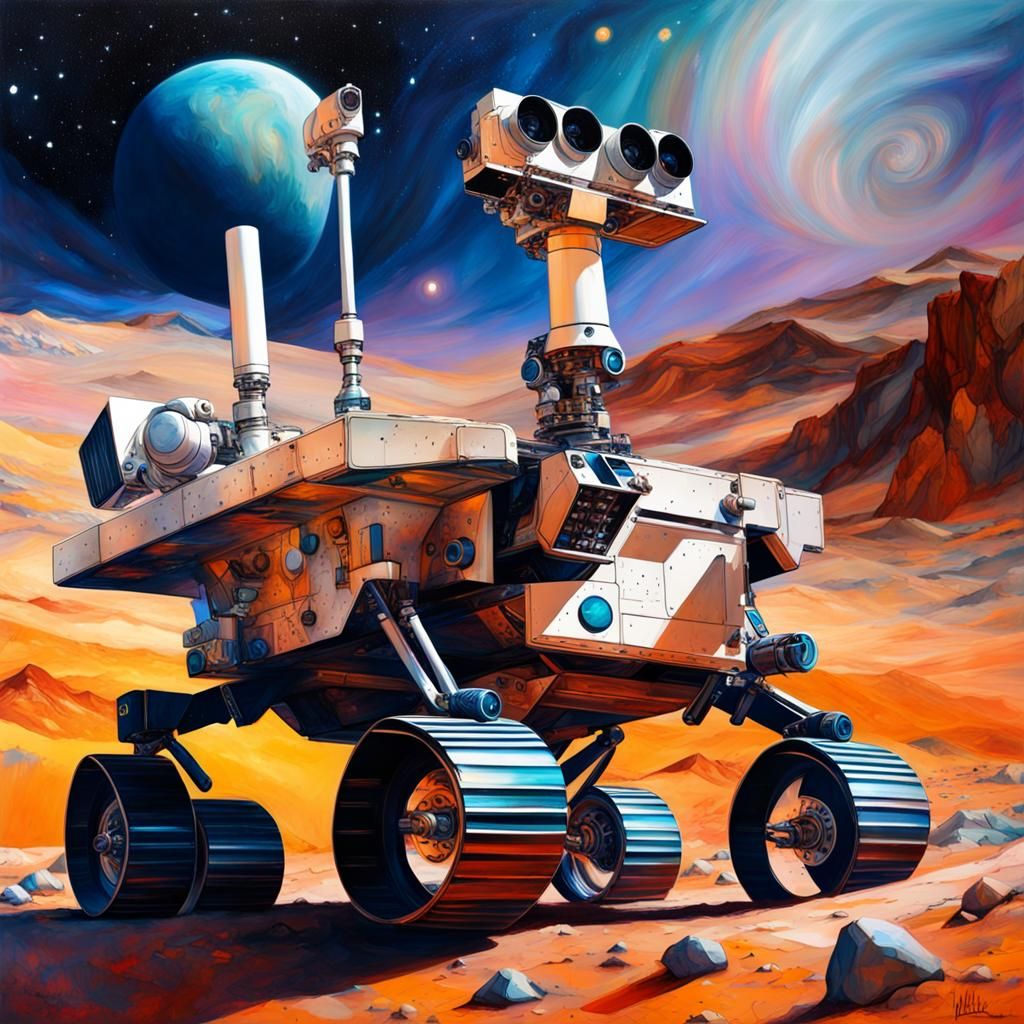 Fairytale Mars Rover as Oil Painting