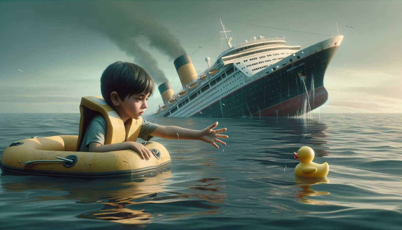 Boy and Mother Hold On to Normalcy Amidst Ocean Disaster