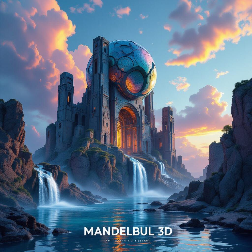 Surreal Sci-Fi Ruins with Mandelbulb Architecture