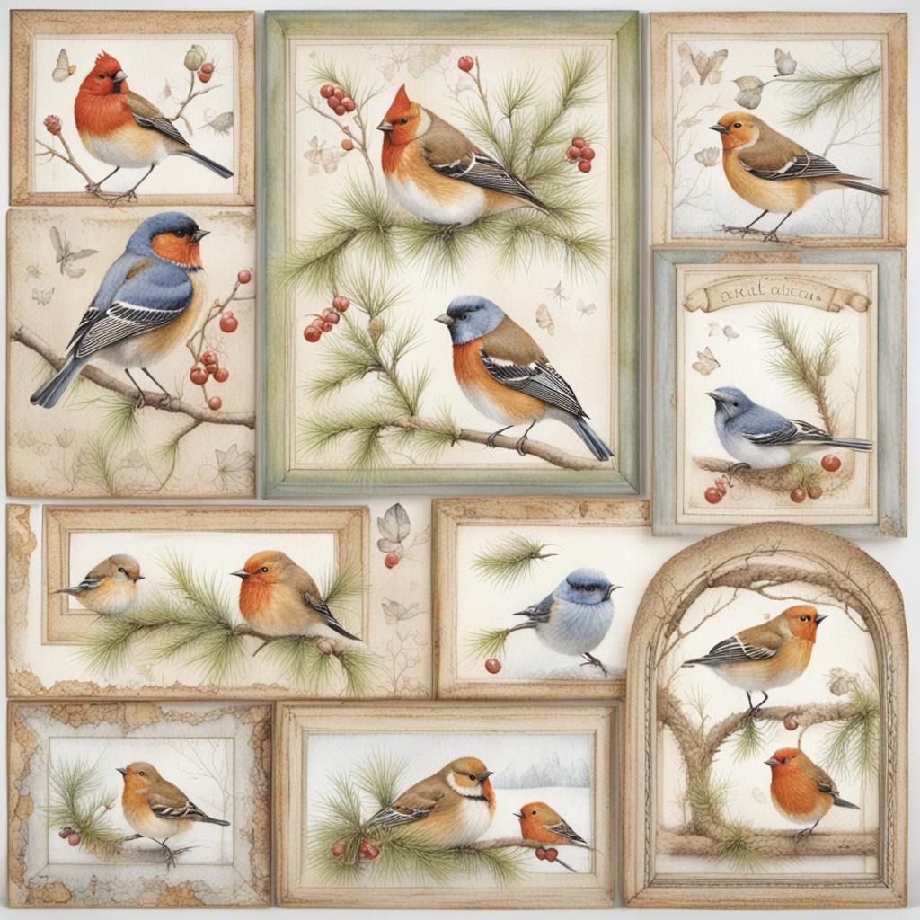 Vintage Botanical Illustration of Flowers and Insects