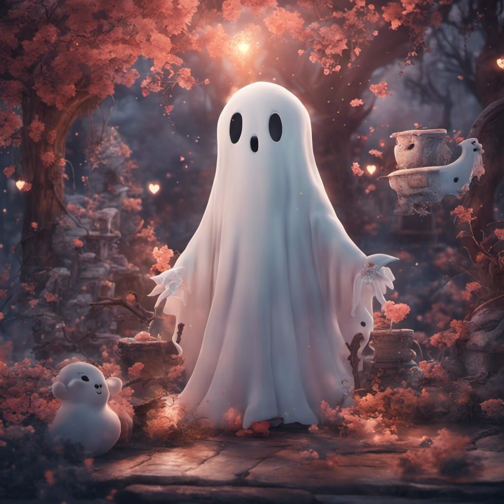 Cute Ghosts in Love: Fantasy Concept Art