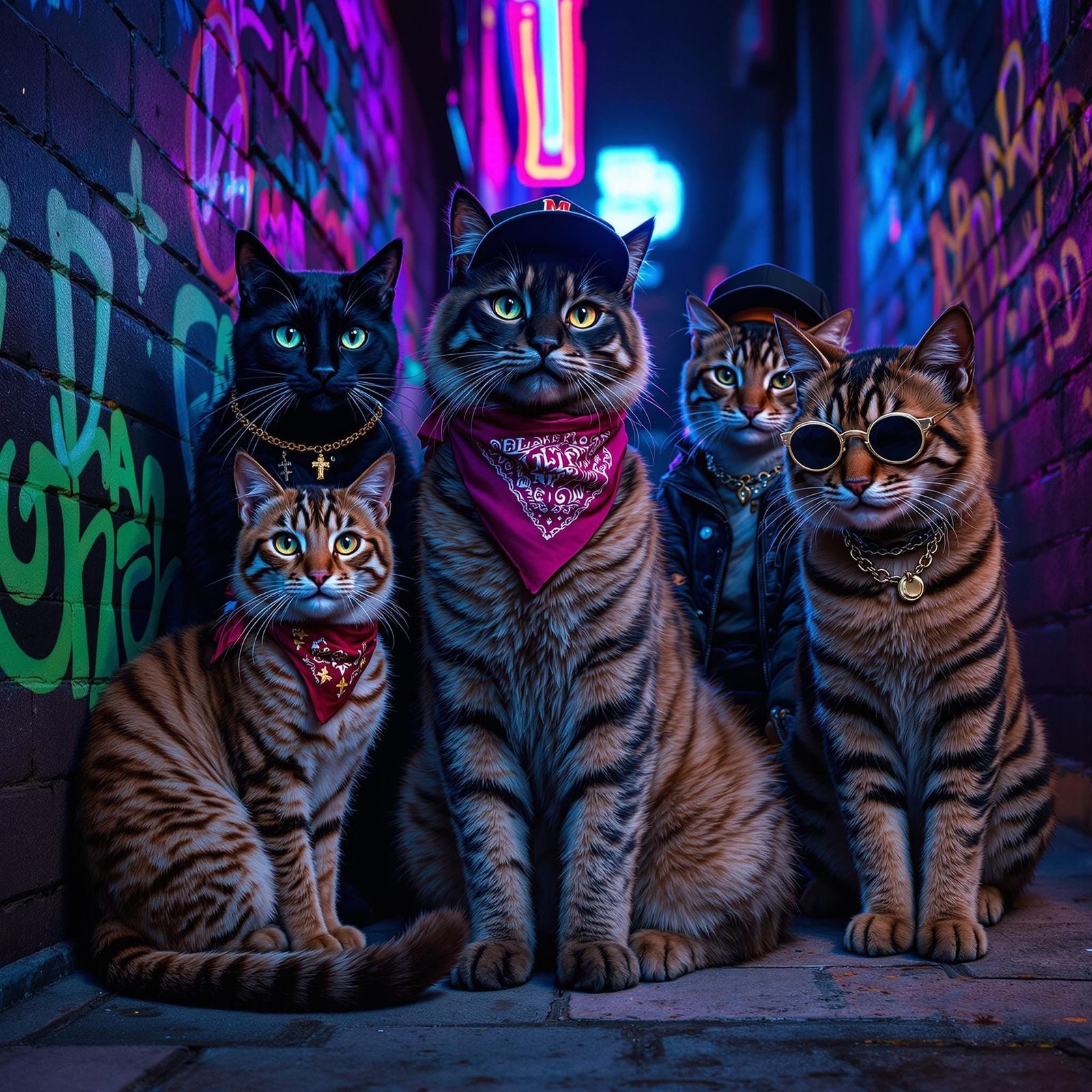 Cool Cats Street Gang in 90s Rap Album Style
