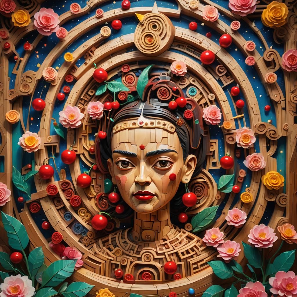 Cherry's Amusement: A Hyperrealistic Van Gogh-Inspired Scene