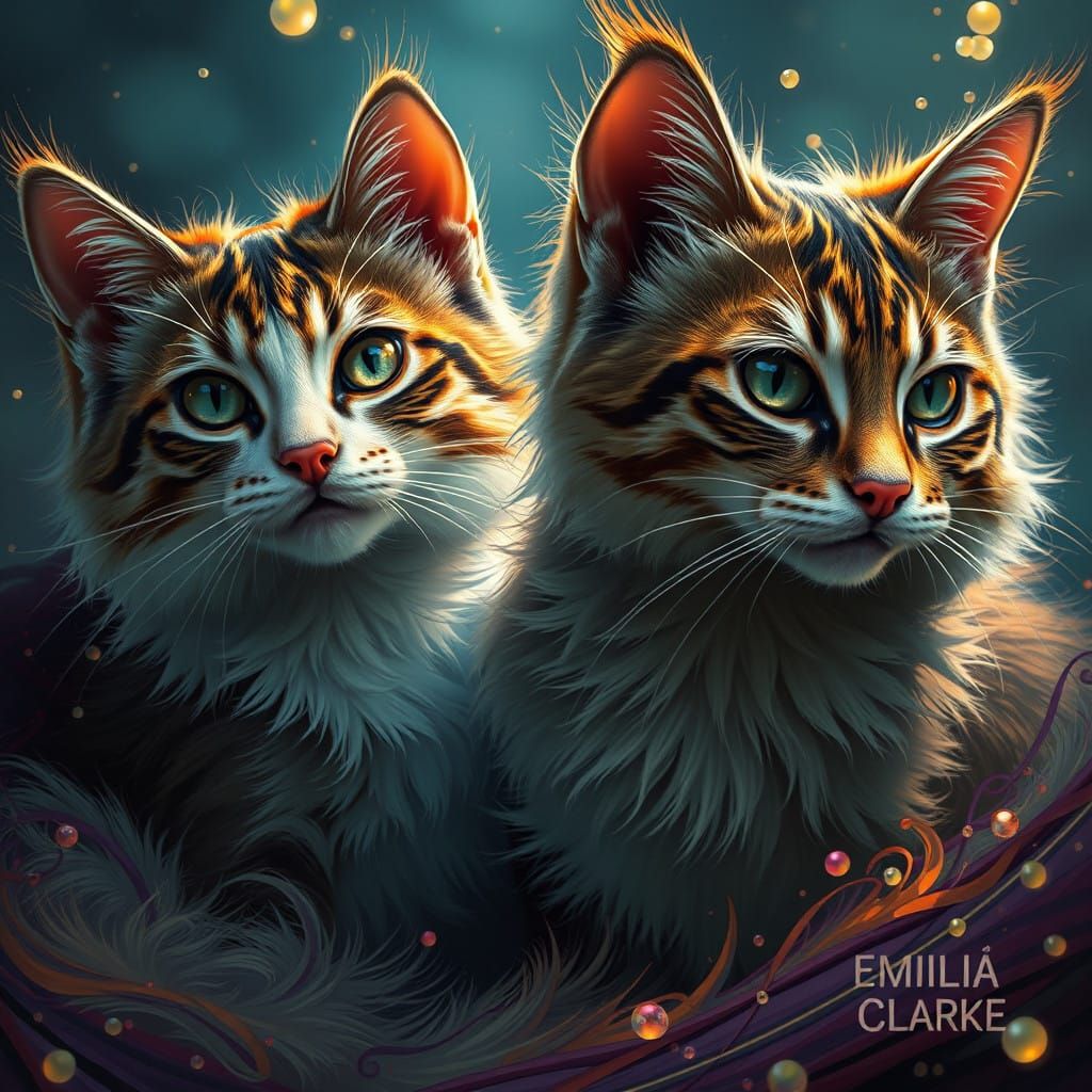 Ethereal Emilia Clarke Surrounded by Fantastical Felines in...