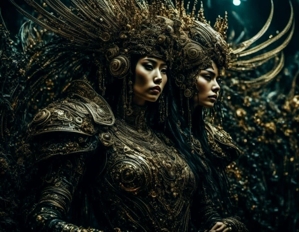 Dancing Portrait in Dark Fantasy Biopunk Style