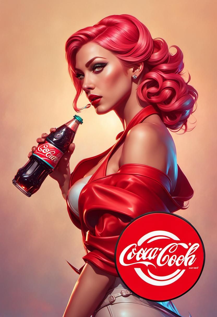 Cyberpunk Pinup Soda Ad in Artstation Style