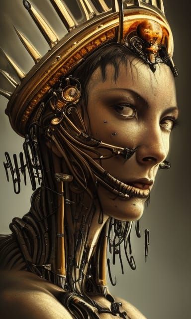 Biomechanical God Crown in Rococo Style