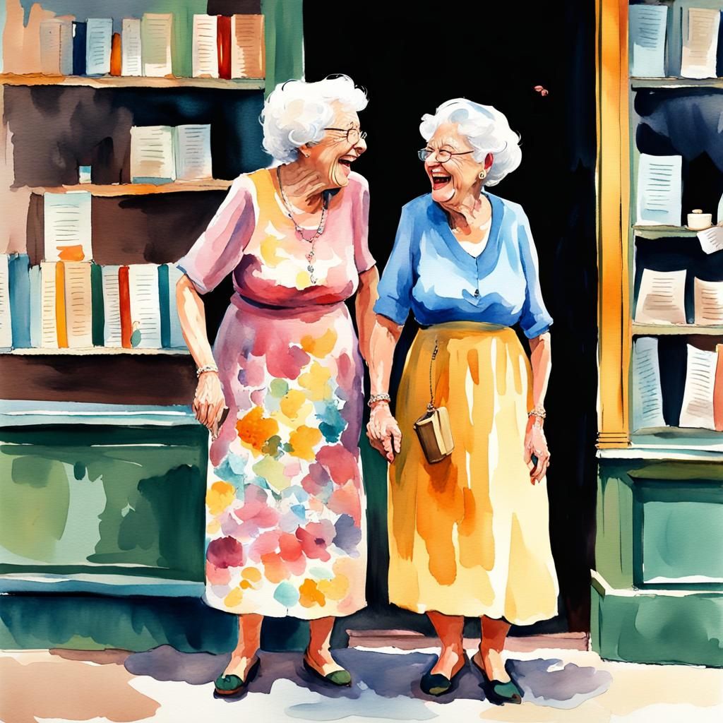 Laughing Ladies: Impressionist Watercolor Painting