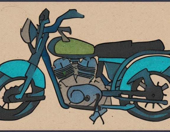 Motorcycle in Watercolor with Transparent Washes