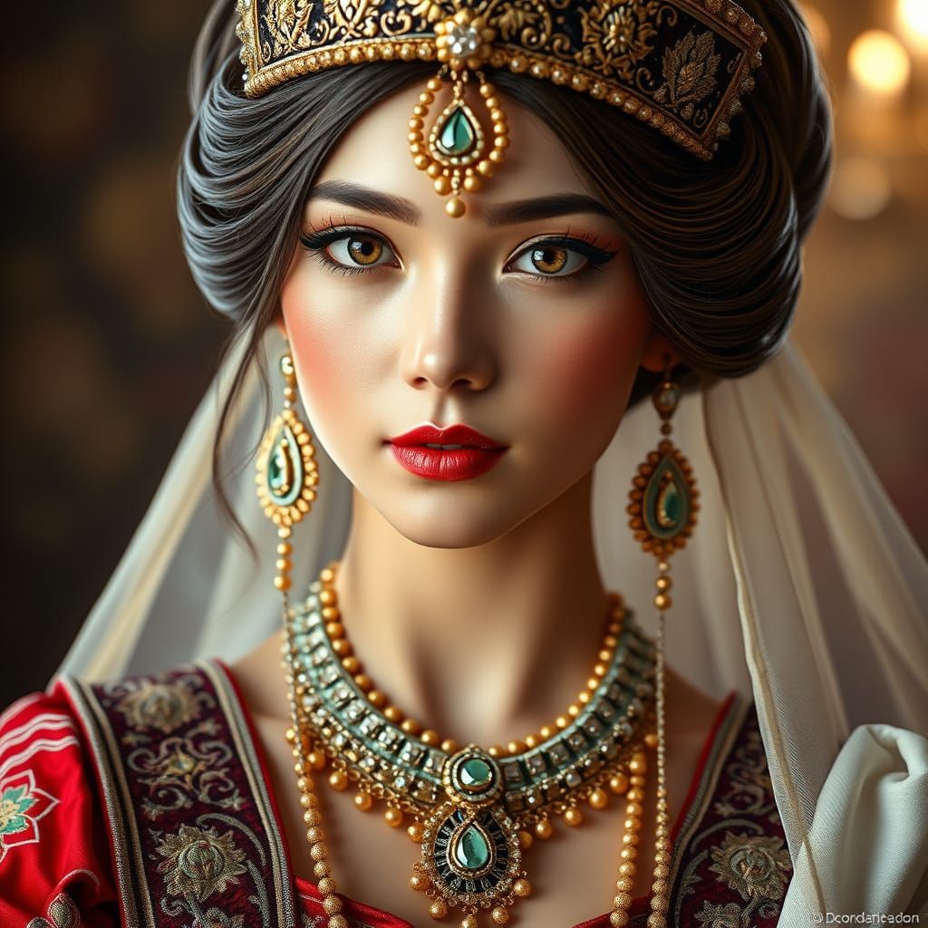 Elegant Princess Portrait in Traditional Royal Attire