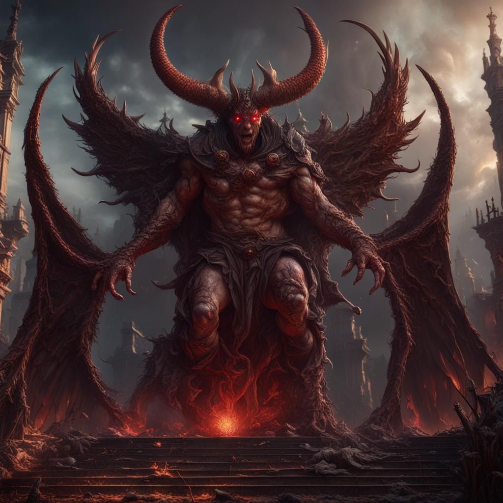 Detailed Matte Painting of Demonic Figures