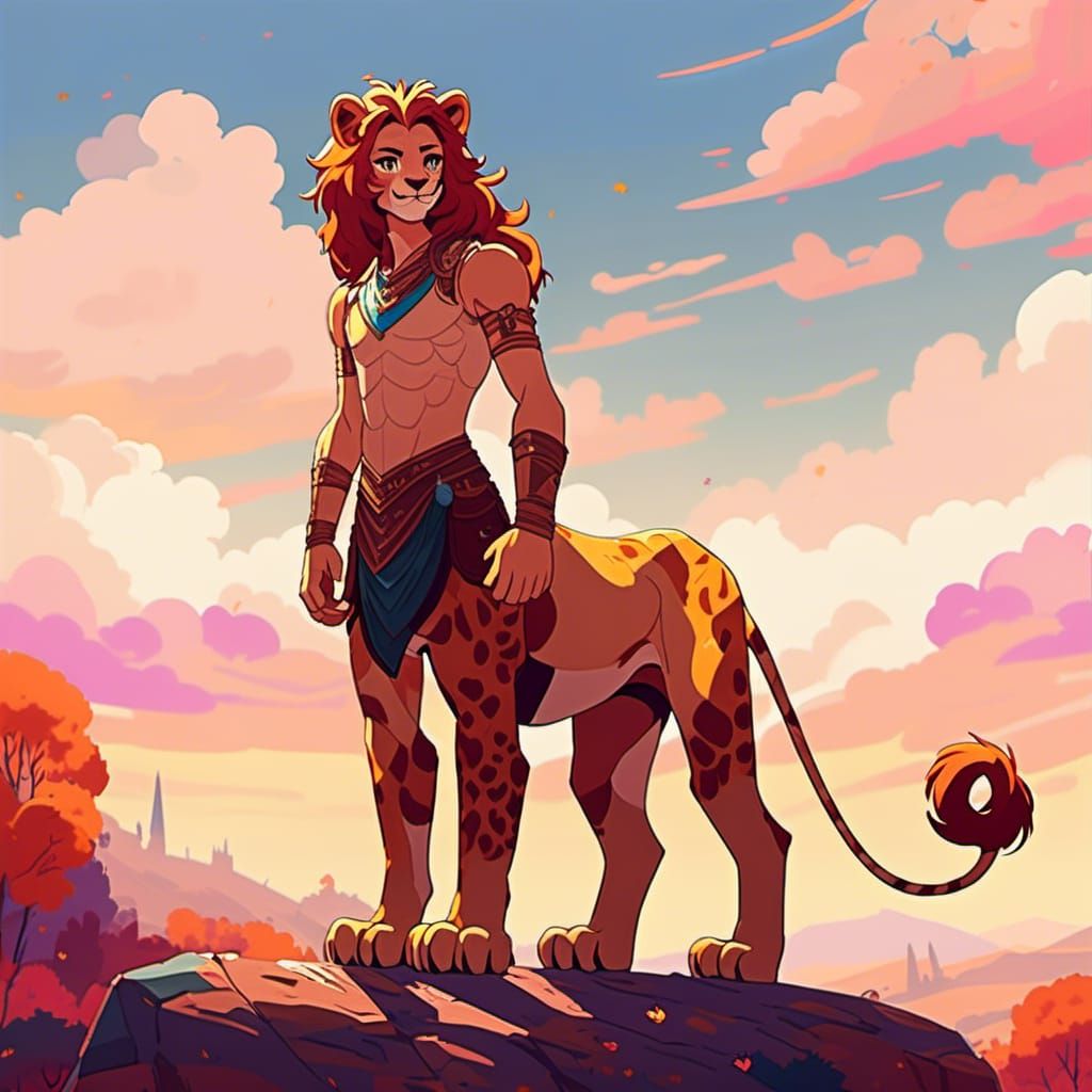 Colorful Feline-Human Hybrid in Candy Art Style