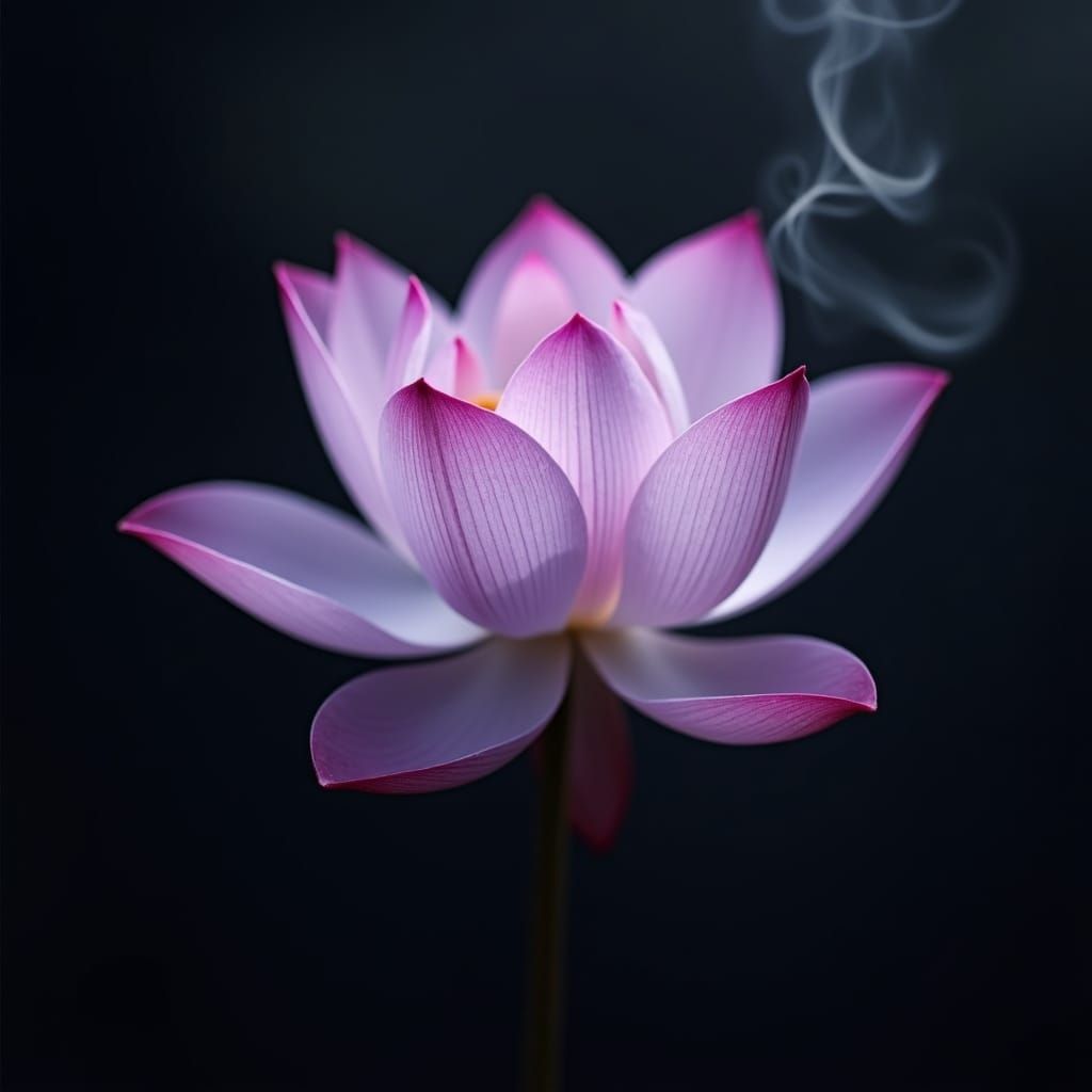 Elegant Purple Lotus Flower in Soft Monochrome