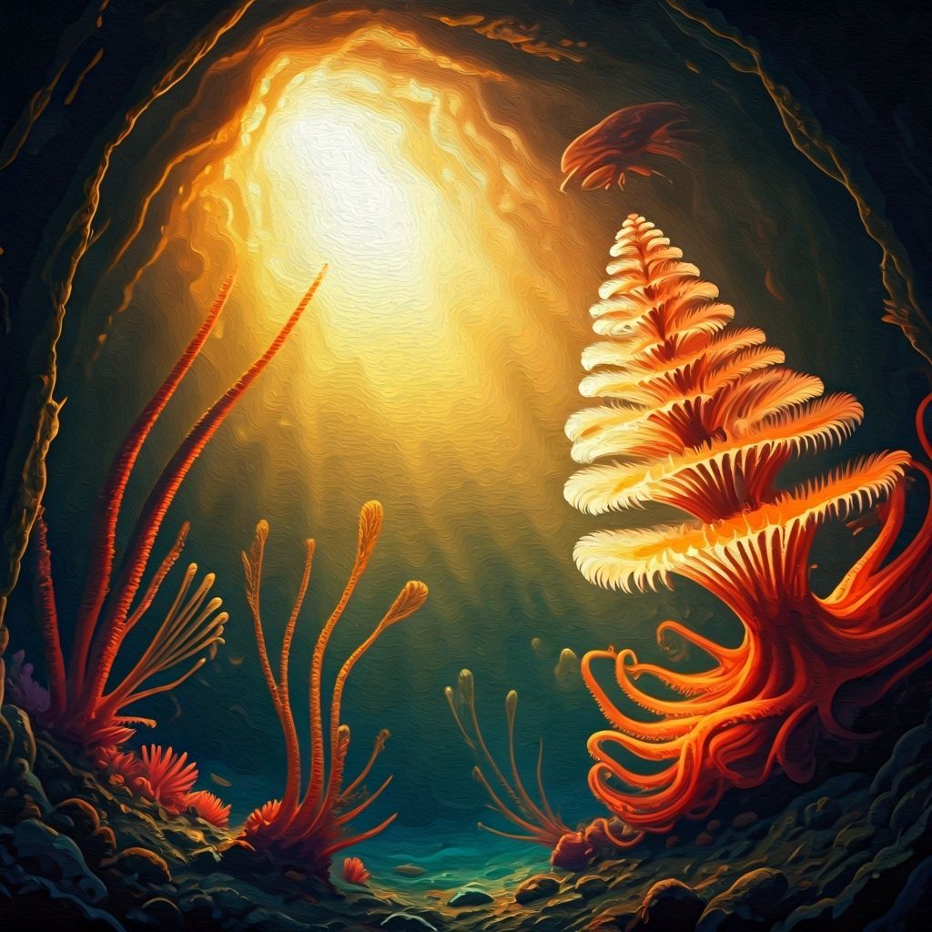 Hydrothermal Vent with Tubeworms in Atmospheric Impasto Styl...