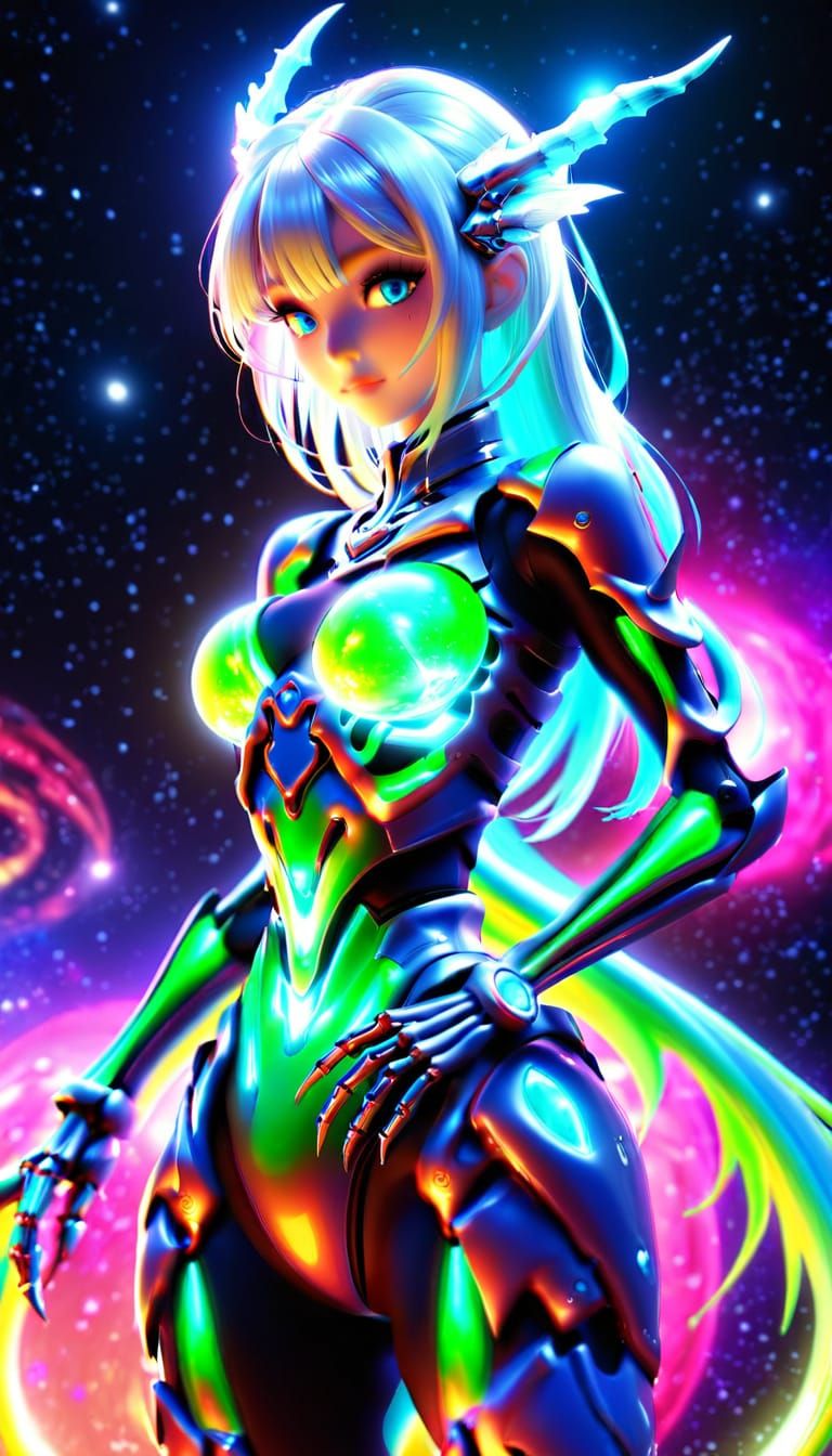 Stunning Dragon Girl in Impossible Outer Space
