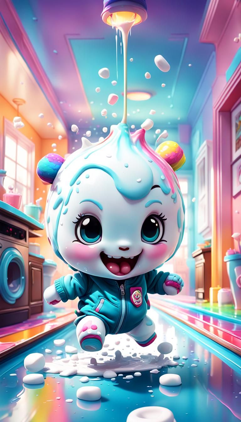 Baby Marshmallowpunk Headspin: Hyperrealistic Digital Art