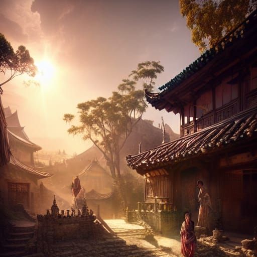 Ancient Village: Hyperdetailed Photo Manipulation