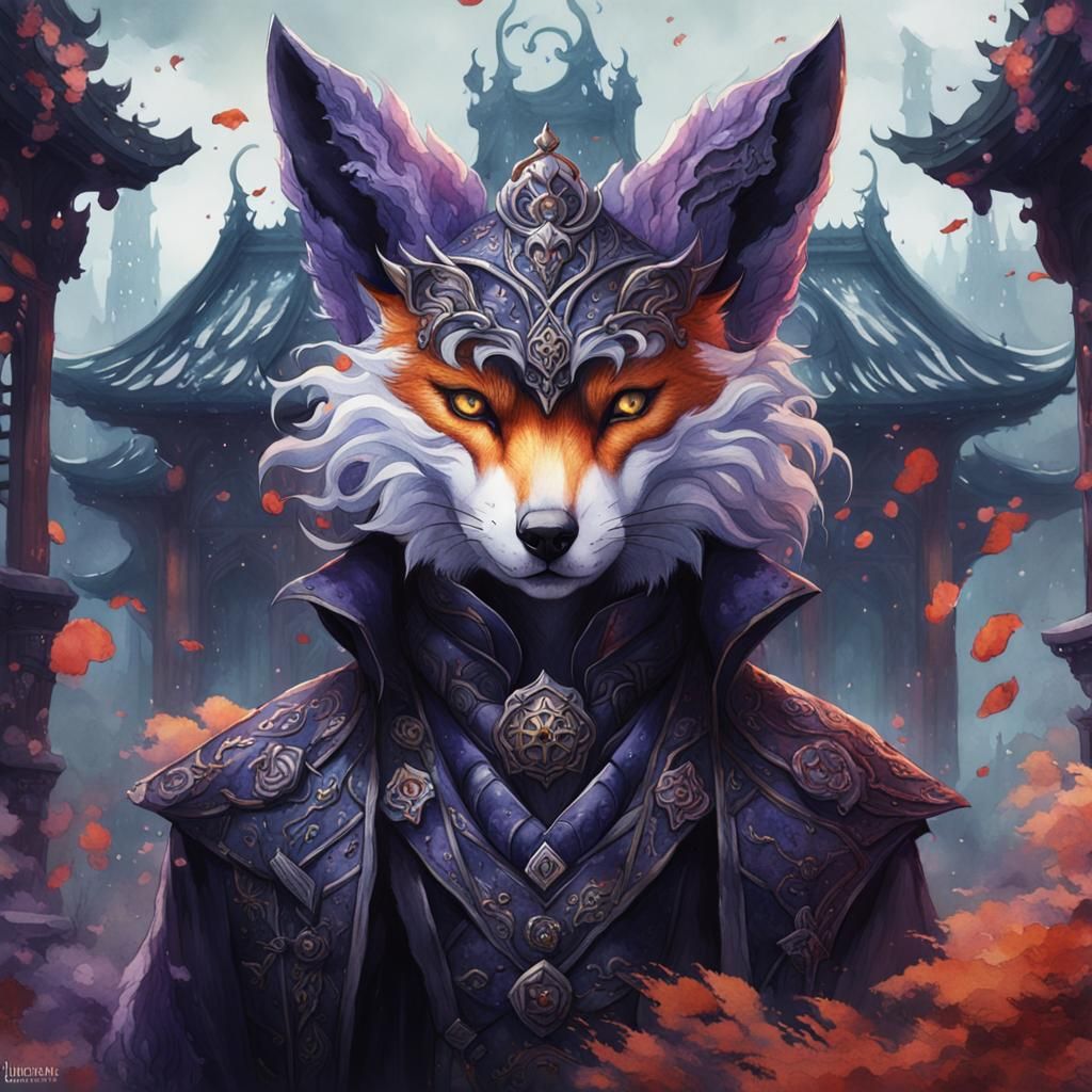 Gothic Kitsune in Detailed Matte Painting Style