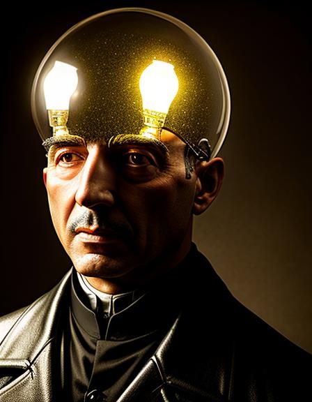 Surreal Lightbulb Head Portrait