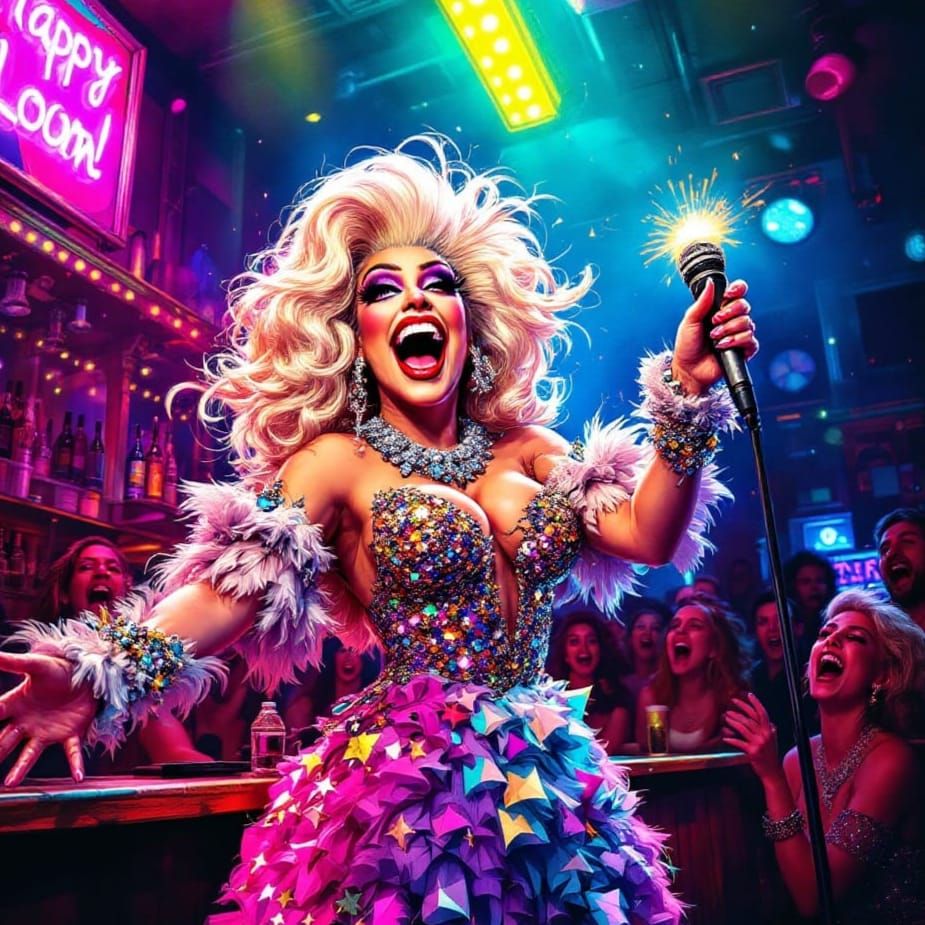 Drag Queen Showstopper in Exaggerated Glamour