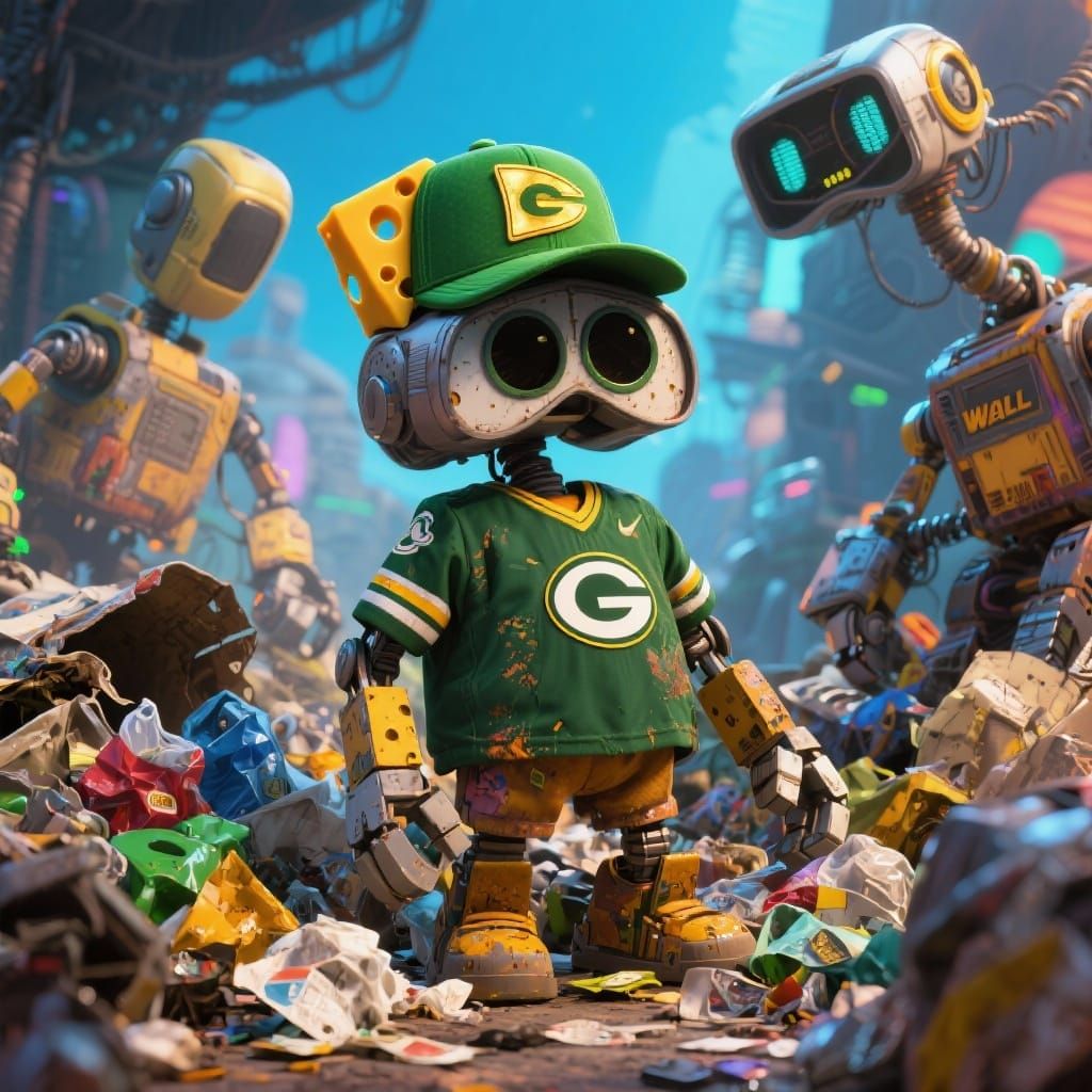 Wall-E as Green Bay Fan: Pixar Style
