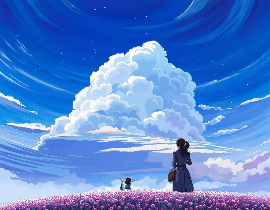 Rainbow Cloud Cat Portrait in Hyperdetailed Style