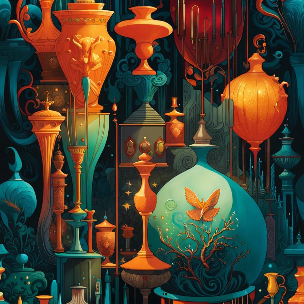 Mystical Trophy Store Cupboard in Detailed Artwork