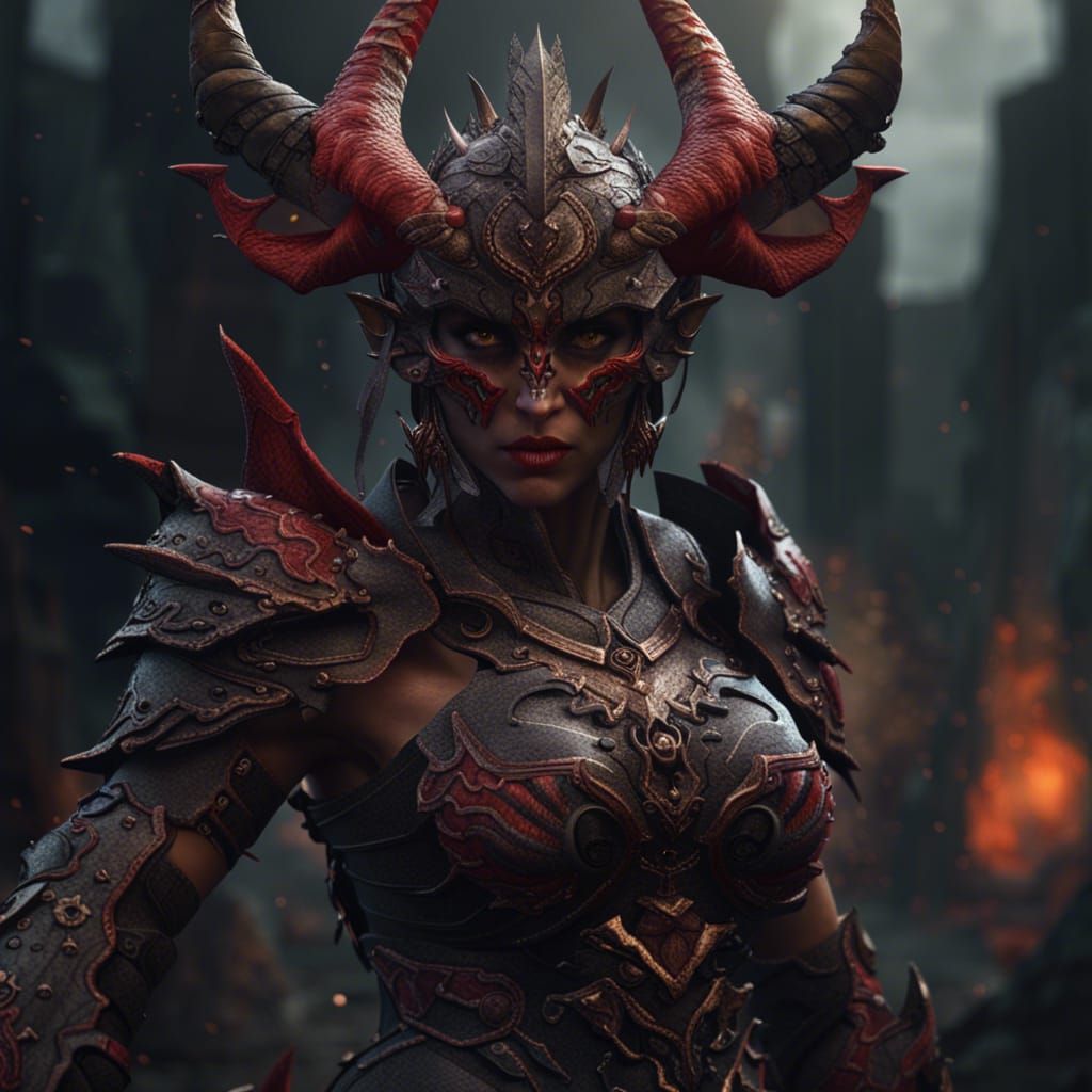 Female Demon Warrior Concept Art in 8k